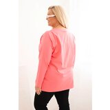 Kesi Plus Size women's blouse with a V-neck and long sleeves pink | Shoptok.si