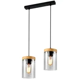 Candellux Lighting črna/naravna viseča svetilka s steklenim senčnikom ø 12 cm wels