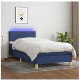 vidaXL Box spring postelja z vzmetnico LED modra 90x190 cm b Cene