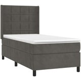  Krevet box spring s madracem LED tamnosivi 80 x 200 cm baršun | shoptok.hr