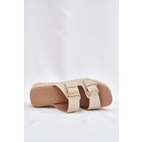 Boto Ladies Wedge Slippers With Weaving And Buckles Beige Pasinea | Shoptok.si