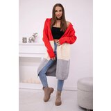 Kesi Striped hooded sweater red + beige + gray | shoptok.hr