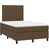 vidaXL Box spring postelja z vzmetnico temno rjava 120x190 cm blago, (21111687) Cene
