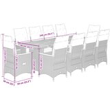  11-dijelni vrtni bistro set od poliratana s jastucima sivi | shoptok.hr