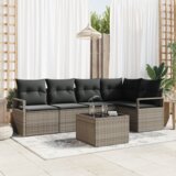 vidaXL 5-delna vrtna sedežna garnitura z blazinami črna poli ratan | Shoptok.si