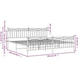  Metalni okvir kreveta uzglavlje i podnožje bijeli 193x203 cm | shoptok.hr
