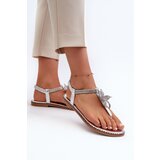 EVENTO Women's Flat Sandals With Decorative Flower Silver Edoni | ePonuda.com