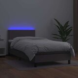  Box spring postelja z vzmetnico LED siva 90x200 cm umetno usnje, (20723504) | Shoptok.si
