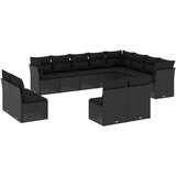 Maison Chic Seti vrtnega pohištva - Vrtna garnitura - Vrtni pohištvo set 12-delna z blazinami črn poli ratan, (21810326) | Shoptok.si