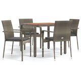  5-dijelni vrtni blagovaonski set sivi od poliratana Siva Dužina stola 90 cm | Shoptok.si