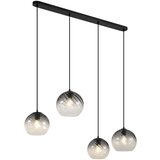 QAZQA Art Deco viseča svetilka črna s pravokotnim dimnim steklom 4-luči - Bao | Shoptok.si