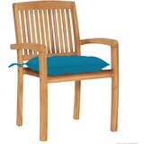 Maison Chic Vrtni stoli - Stol za vrt 2 kosa s svetlo modrimi blazinami trdna tikovina JS1288, (21877637) | Shoptok.si