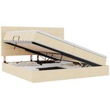 vidaXL Postelja s shranjevanjem Krema 200 x 200 cm Umjetno usnje, (5000099431) | Shoptok.si