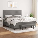 vidaXL Box spring postelja z vzmetnico temno siva 180x200 cm blago | Shoptok.si