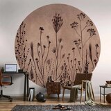  Okrugla fototapeta - Wildflowers – black plants on lime-wash background 140x140 | shoptok.hr