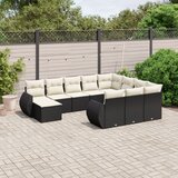  The Living Store Vrtna sedežna garnitura 11-delna z blazinami črn poli ratan - Vrtna Sedežna Garniture, (21468876) | Shoptok.si