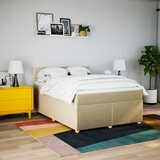  Krevet s oprugama i madracem krem 140x200 cm od tkanine | shoptok.hr