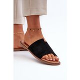 EVENTO PE1 Women's Suede Flip-Flop Sandals Black Amite | Shoptok.si