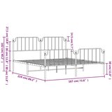  Metalni okvir kreveta uzglavlje i podnožje bijeli 183x213 cm | shoptok.hr