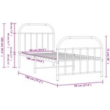  Metalni okvir kreveta uzglavlje i podnožje bijeli 90x190 cm | shoptok.hr