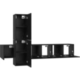  Set TV komoda s policom Zidne s pohranom s vratima 5 pcs Crni hrast Konstruirano drvo | shoptok.hr
