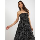 Fashion Hunters Black polka dot dress with ruffles Cene
