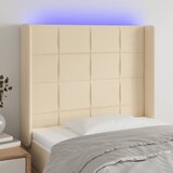 vidaXL LED posteljno vzglavje krem 103x16x118/128 cm blago Cene