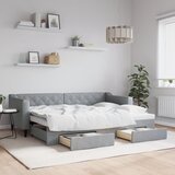  Dnevni krevet na razvlačenje svjetlosivi 80 x 200 cm od tkanine Cijene