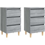  Noćni ormarići s drvenim nogama 2 kom sivi hrast 40x35x69 cm | shoptok.hr