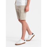 Ombre Men's monochromatic shorts with cargo pockets - beige | Eponuda.ba