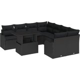 vidaXL 9 komadni set vrtnih sofa s jastučićima crni poli ratan, 2-sjedalna vrtna sofa s jastučićima crni poli ratan Cijene