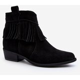 Zazoo 3430 Women's Suede Boots with Fringes Black Cene