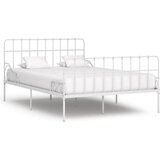 vidaXL posteljni okvir z letvenim dnom bel kovinski 120x200 cm Cene