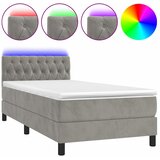  box spring s madracem LED svjetlosivi 100x200 cm baršun | shoptok.hr