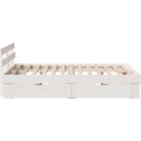 vidaXL Krevetni okvir s Ladicama Bijeli 135x190 cm Masivna Borovina | shoptok.hr