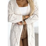 numoco basic Women's cardigan with a longer back - beige | Shoptok.si