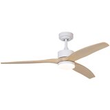 QAZQA Stropni ventilator bel z lesenim potiskom 132 cm vklj. LED zatemnitev z daljinskim upravljalnikom - Joly u