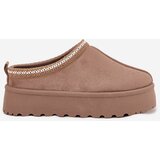 Boto Low Women's Snow Boots With Embroidery On Platform Dark Beige Narirya | shoptok.hr