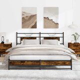 Maison Chic Kovinski Posteljni okvir - Dvoposteljna postelja - Zakonska postelja brez vzmetnice dimljen hrast 183x213cm, (21693484) | Shoptok.si