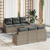 vidaXL 7-delni vrtni sofa set z blazinami siva poly ratan Cene