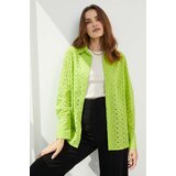 Answear Lab Pamučna košulja za žene, boja: zelena, regular, s klasičnim ovratnikom | shoptok.hr