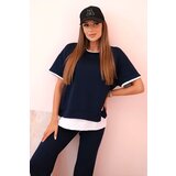 Kesi Włoski Women's butter set with short sleeves and pants navy blue | shoptok.hr