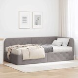 vidaXL Kotna postelja z vzmetnico z vzglavjem Taupe 100 x 200 cm blago | Shoptok.si