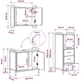 Set ormarića za kupaonicu 3 kom. Crni hrast 40 x 36 x 109 5 cm - Crni hrast Kupaonski ormarić (2 vrata) + viseći ormarić + kupao | shoptok.hr