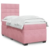 vidaXL Box spring postelja z vzmetnico roza 100x200 cm žamet | Shoptok.si