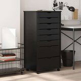 vidaXL Rolling Cabinet s predali MOSS Black Masivni les borovega lesa | Shoptok.si
