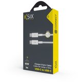 Ksix kabel za prijenos podataka, USB-C na USB-C, 65W PD, pleteni, 1.0m, bijeli | shoptok.hr