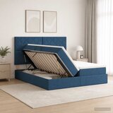  Krevet s od storage s uzglavljem Plava 180 x 200 cm Tkanina | shoptok.hr