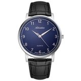 Adriatica muški vintage plavi srebrni elegantni ručni sat sa crnim kožnim kaišem Cene