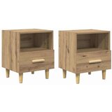 vidaXL Nočna omarica s predalom 2 pcs artisan hrast 40 x 35 x 47.5 cm | Shoptok.si